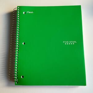 Smead Spiral Notebook 250 Sheets w 5 Divider combines File Holder, College Ruled